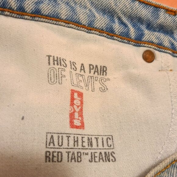 Vintage 90s Levis Jean Shorts Made in USA Light Wash Embellished Furst of a Kind - Picture 10 of 11